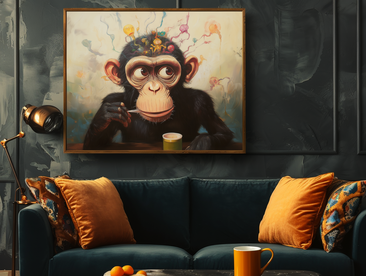 Whimsical Primate Portrait Art