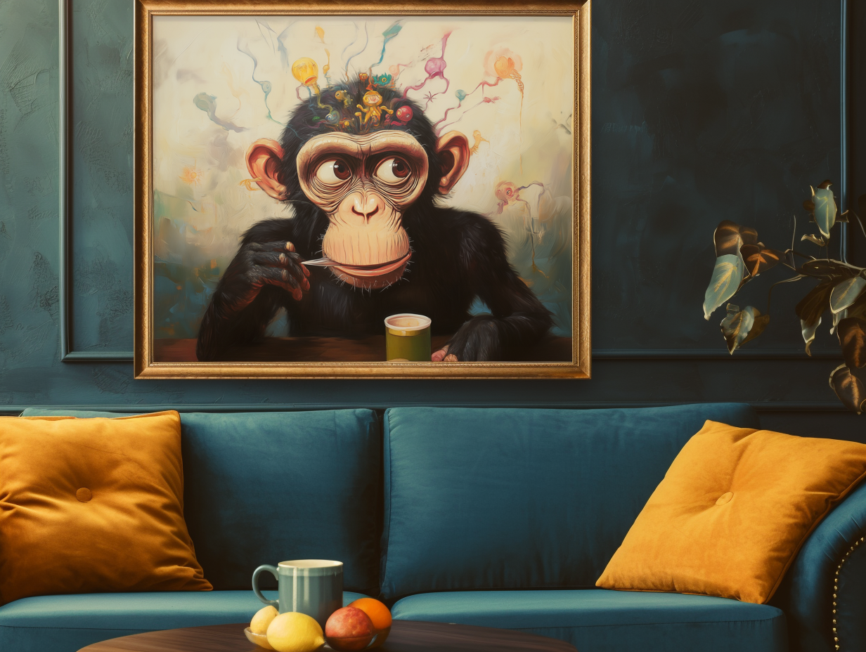 Whimsical Primate Portrait Art