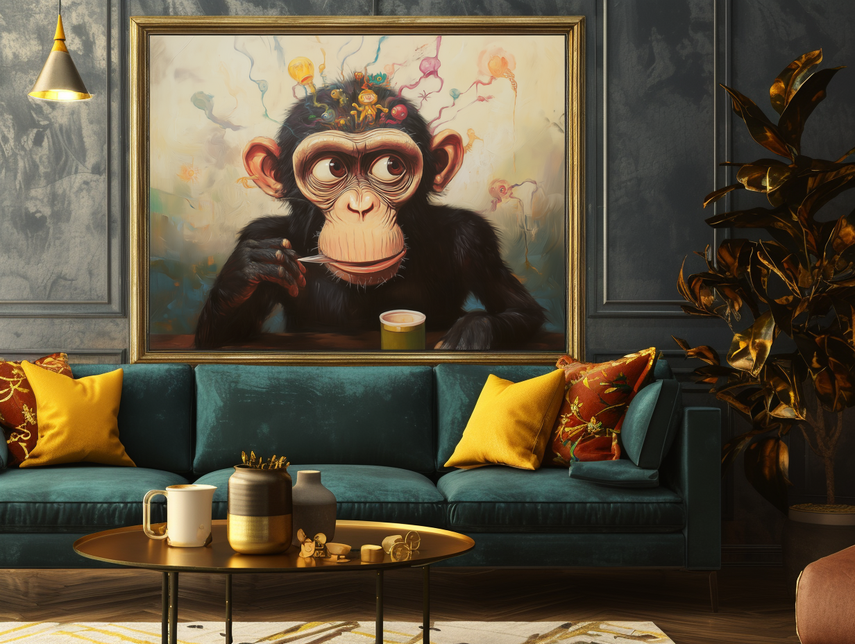 Whimsical Primate Portrait Art