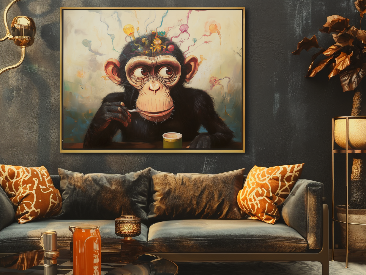 Whimsical Primate Portrait Art