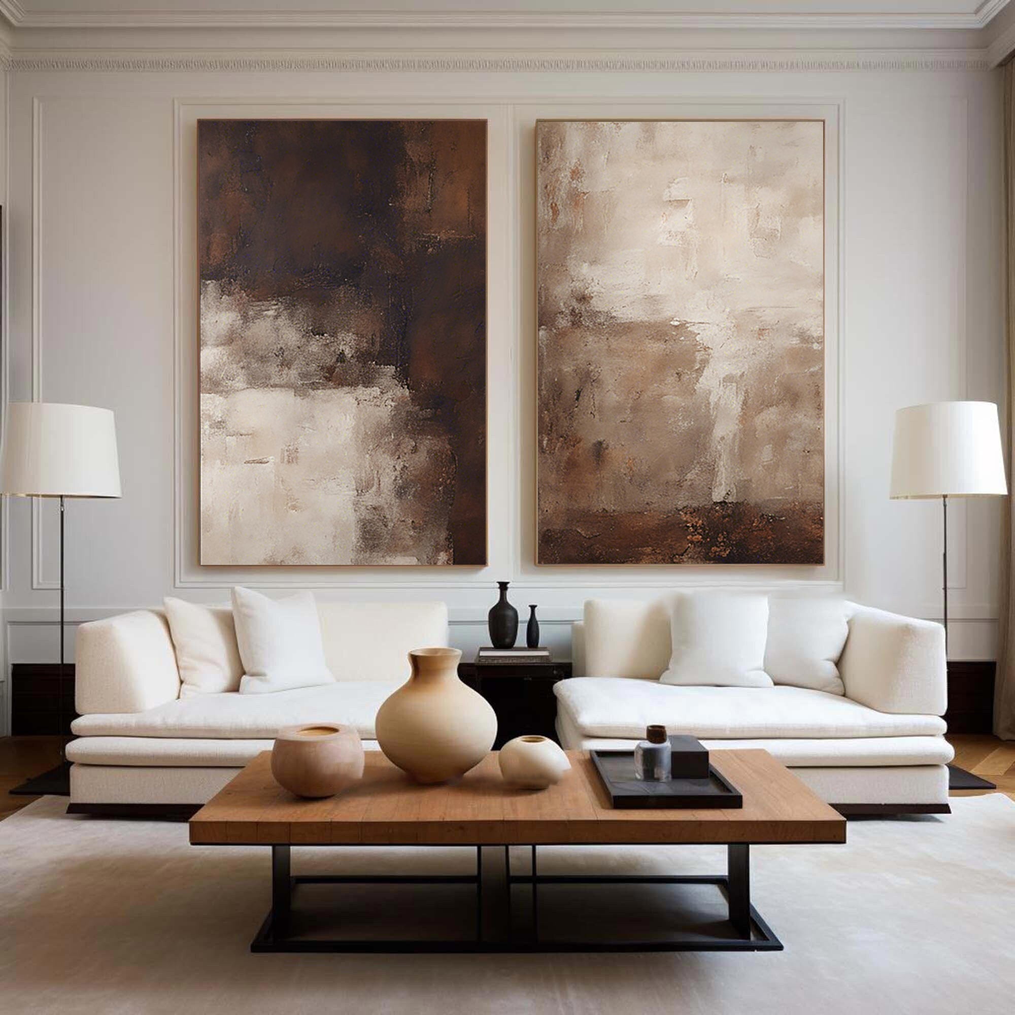 Beige & Brown Minimalist Painting Set Of 2 #BBS 003