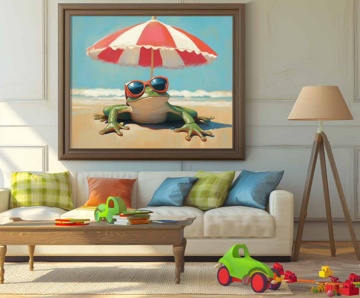 Chill Frog: Whimsical Beach Art