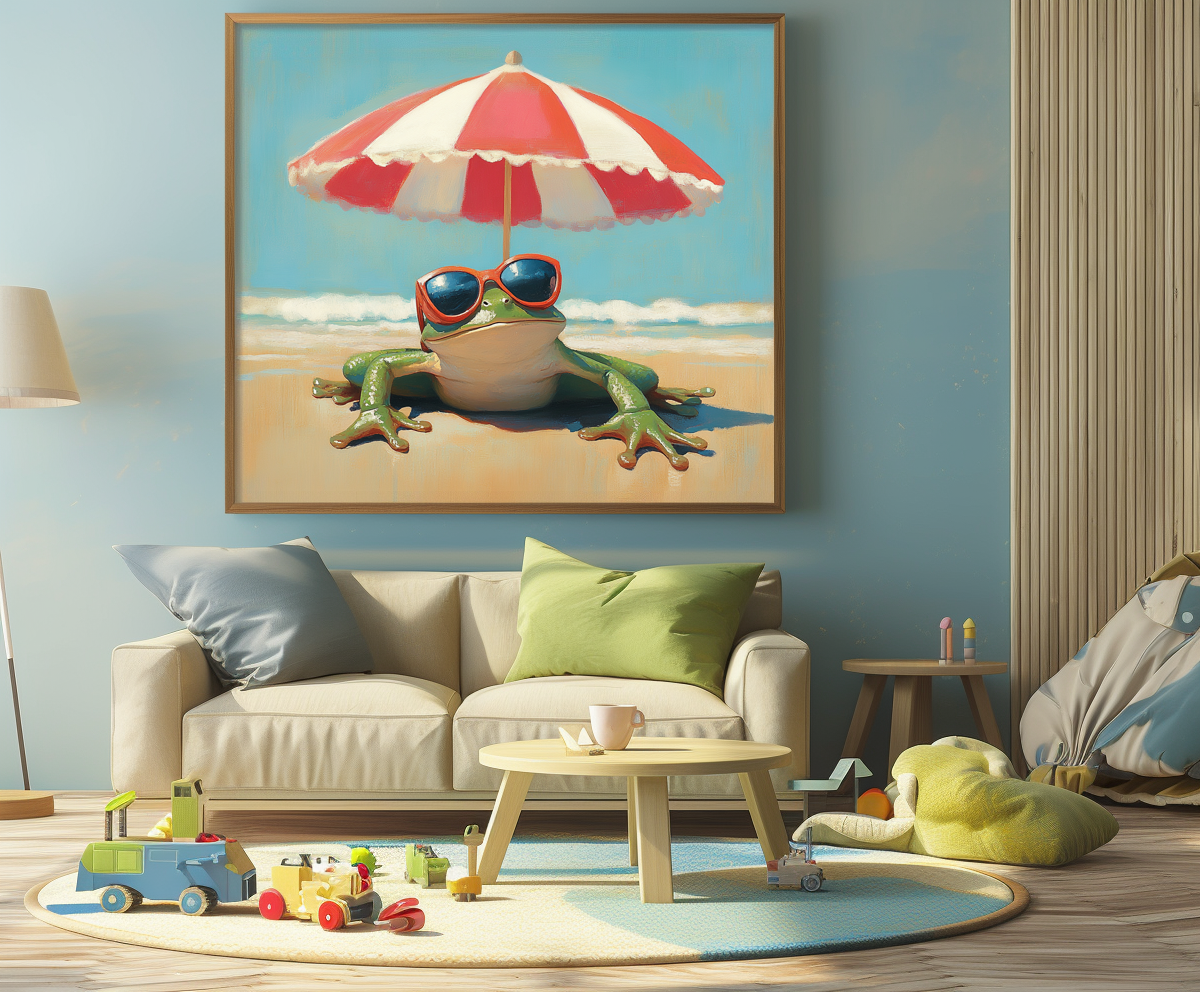 Chill Frog: Whimsical Beach Art