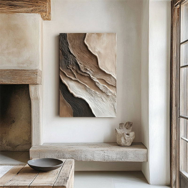 Wabi Sabi Textured Abstract Oil Painting for Modern Wall Decor