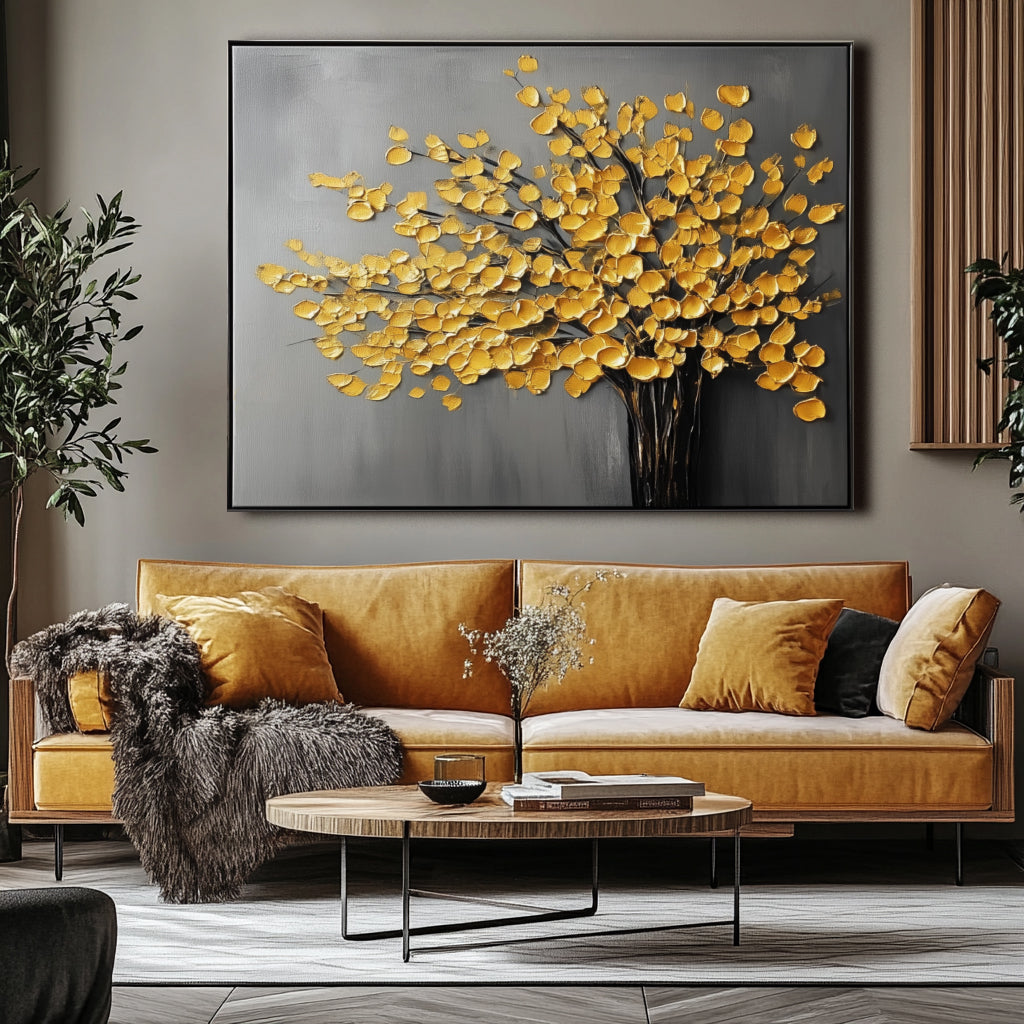 Golden Bloom: Textured Elegance