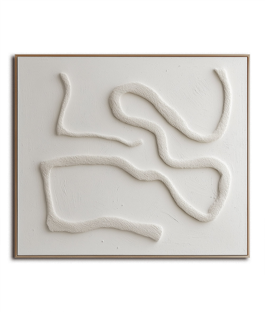 Textured Minimalist Abstract Wall Art - 3D Relief Neutral Tones