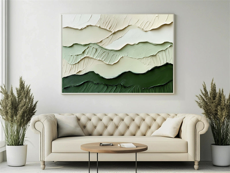 Textured Green Landscape Art