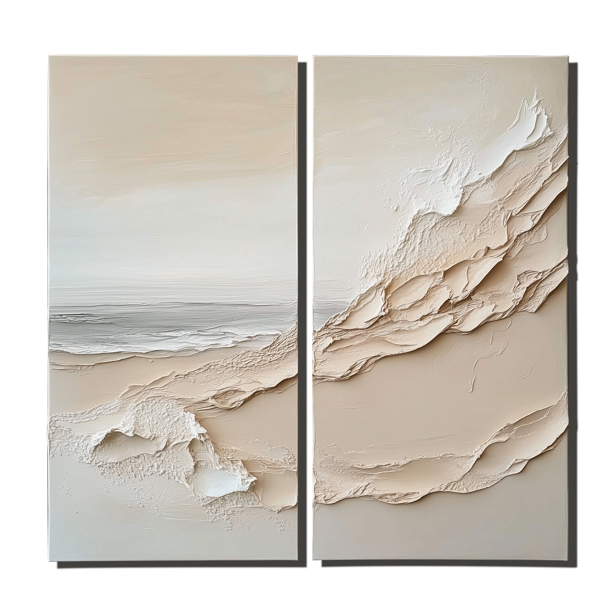 Serene Coastline: Textured Duo