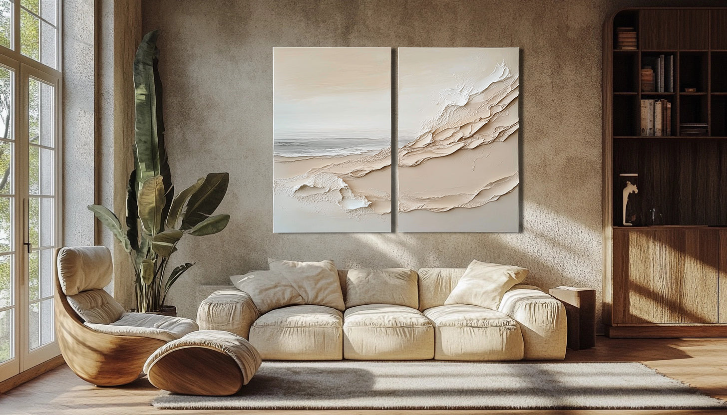 Serene Coastline: Textured Duo