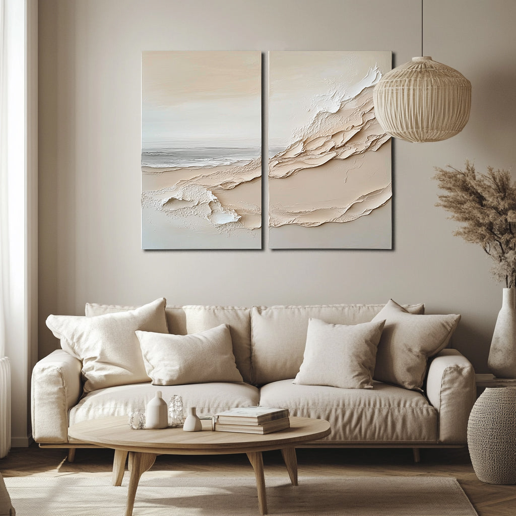 Serene Coastline: Textured Duo