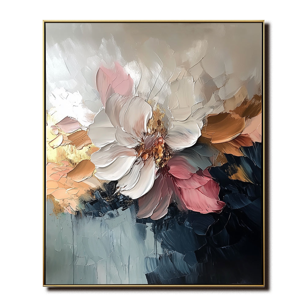 Golden Bloom - Textured Floral Art