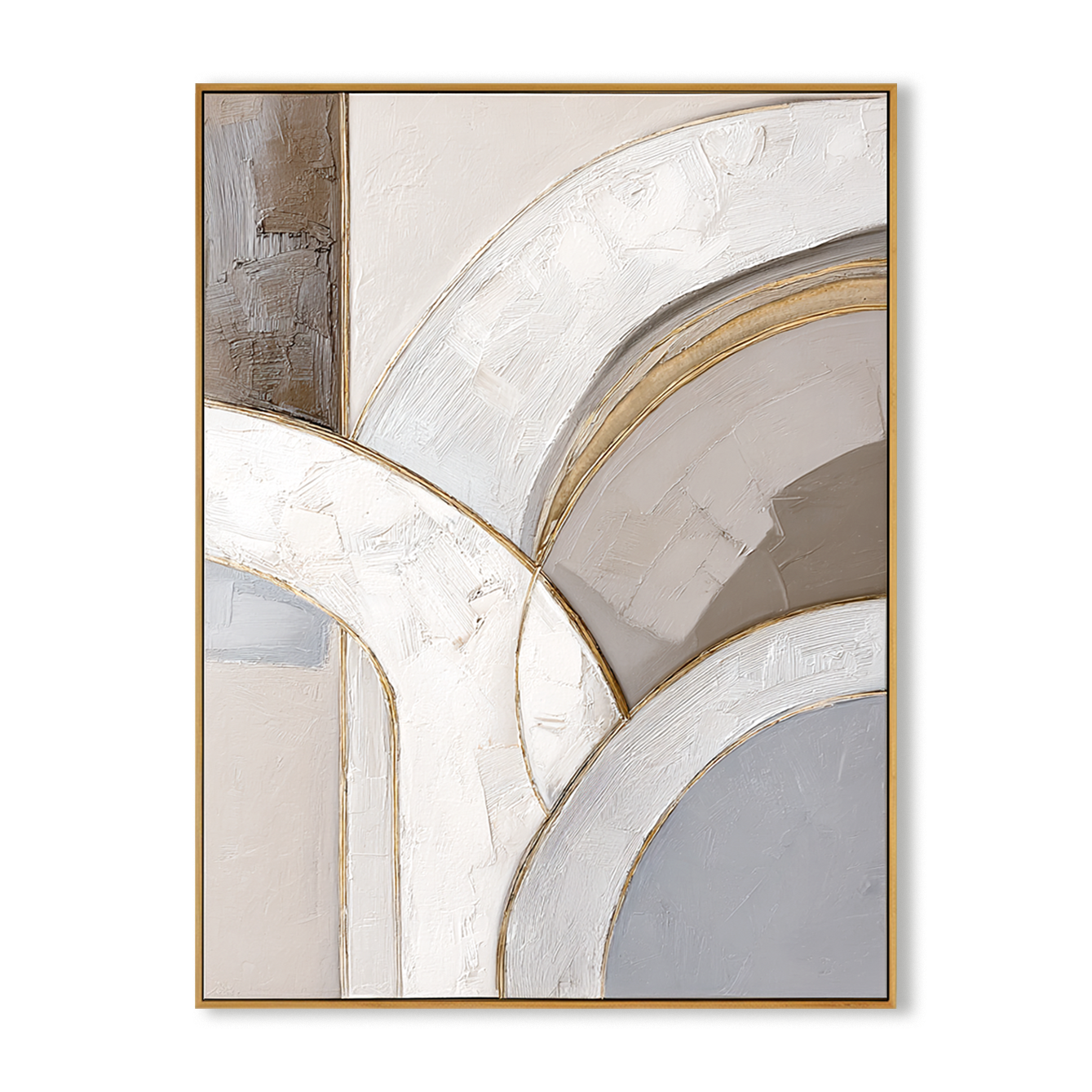 Neutral abstract textured wall art with soft arches in beige and gray tones