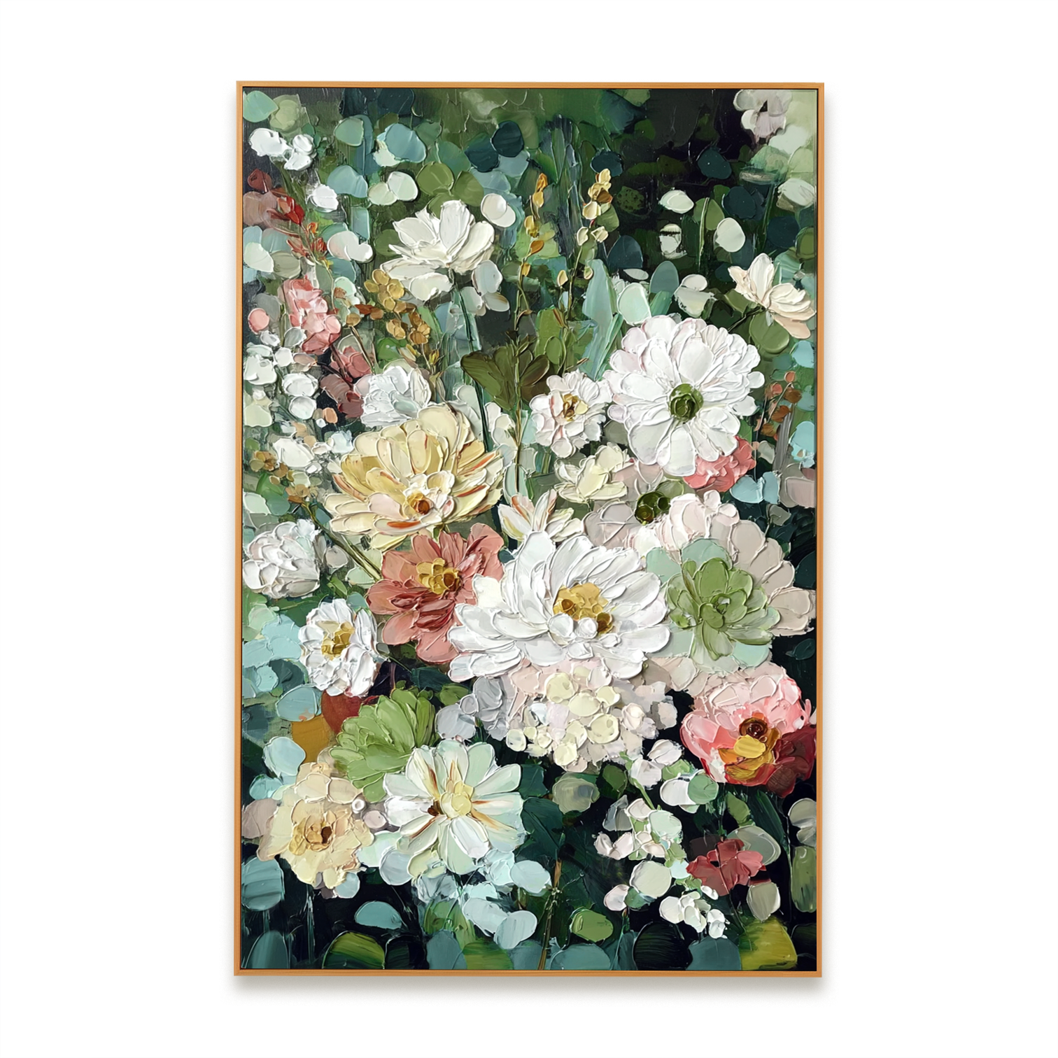 Silent Bloom Garden – Textured Floral Oil Painting Hand Painted Canvas Wall Art