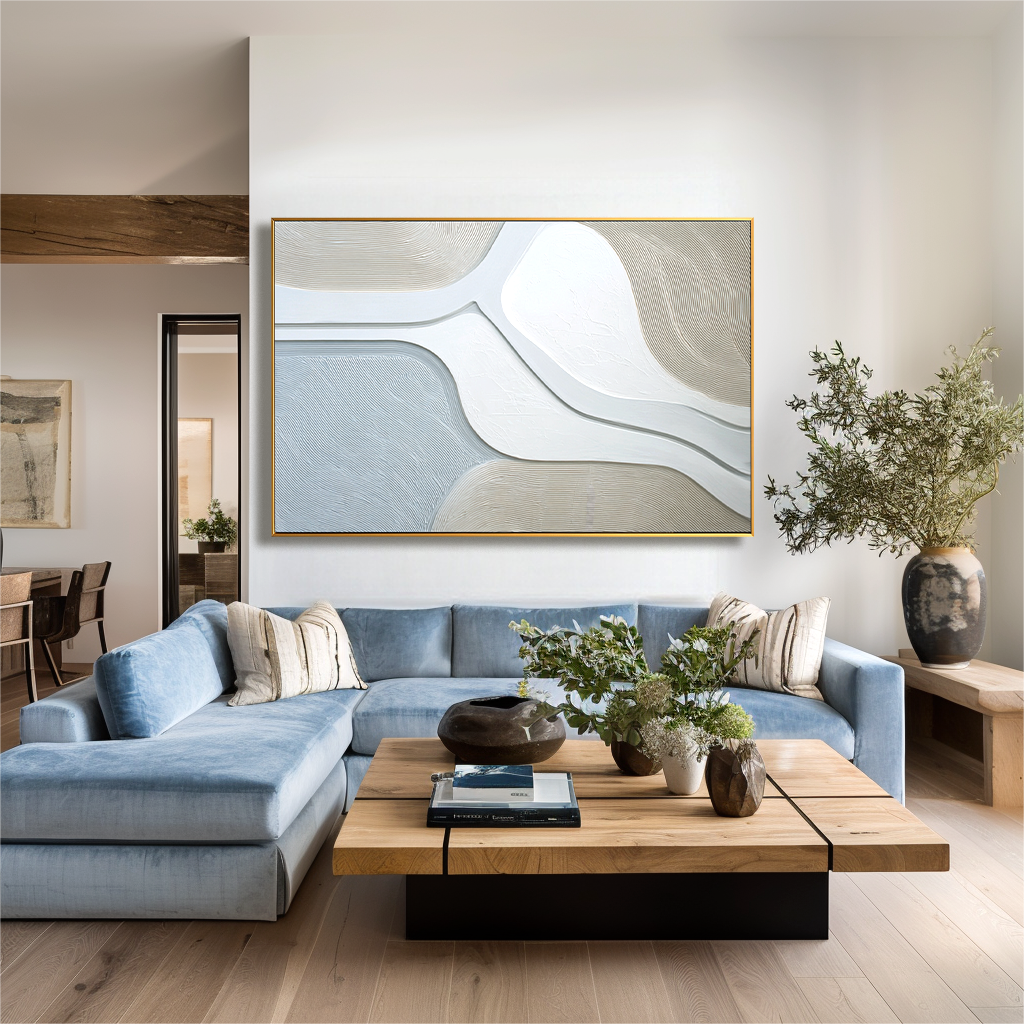 Soft Neutral Abstract Textured Wall Art with Flowing Lines
