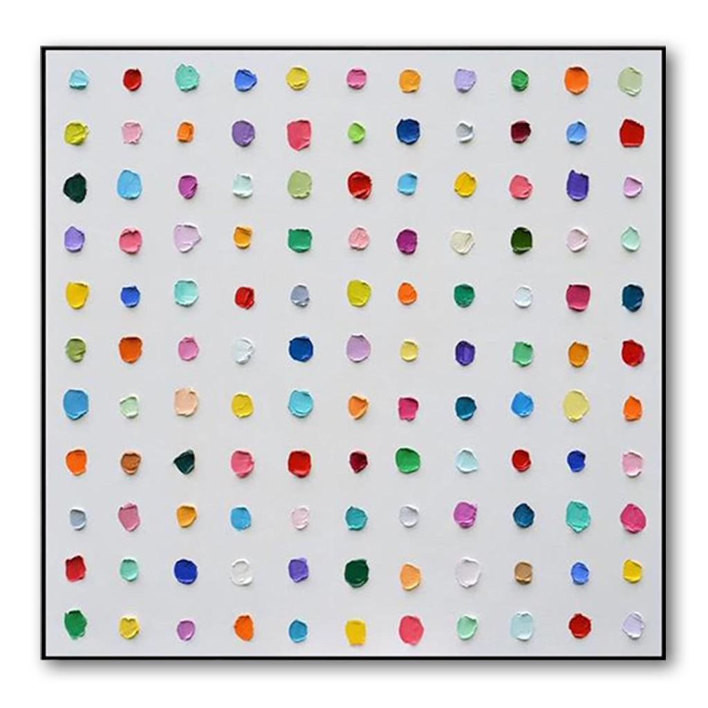Color Pop Symphony – Large Abstract Textured Dot Painting Modern Wall Art