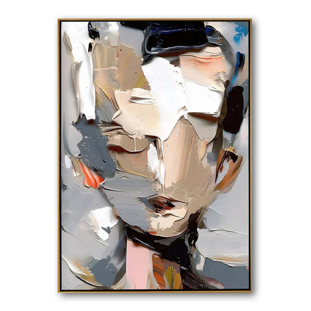 Abstract Portrait Art Painting – Modern Textured Big Canvas Wall Art