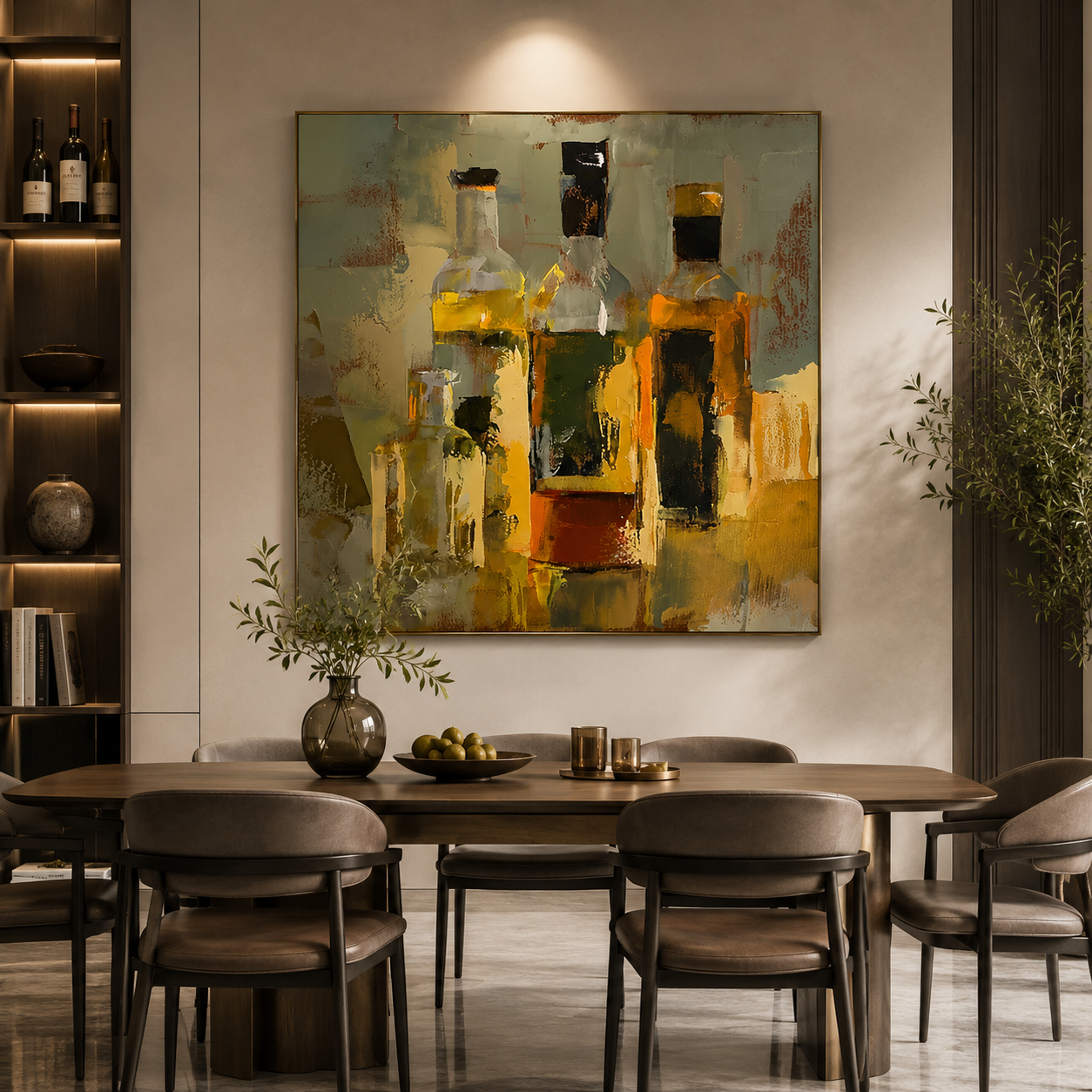 A Taste of Whiskey – Abstract Whiskey Bottle Painting | Modern Bar Wall Art