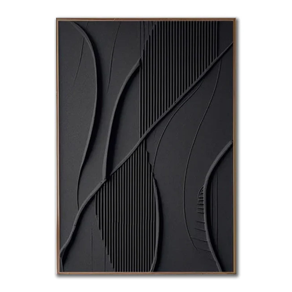 Handmade Black Textured Painting – Minimalist 3D Canvas Art