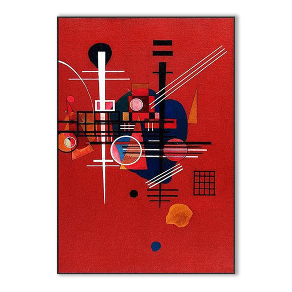 Submerged in Red-Abstract Geometric Oil Painting for Modern Interiors