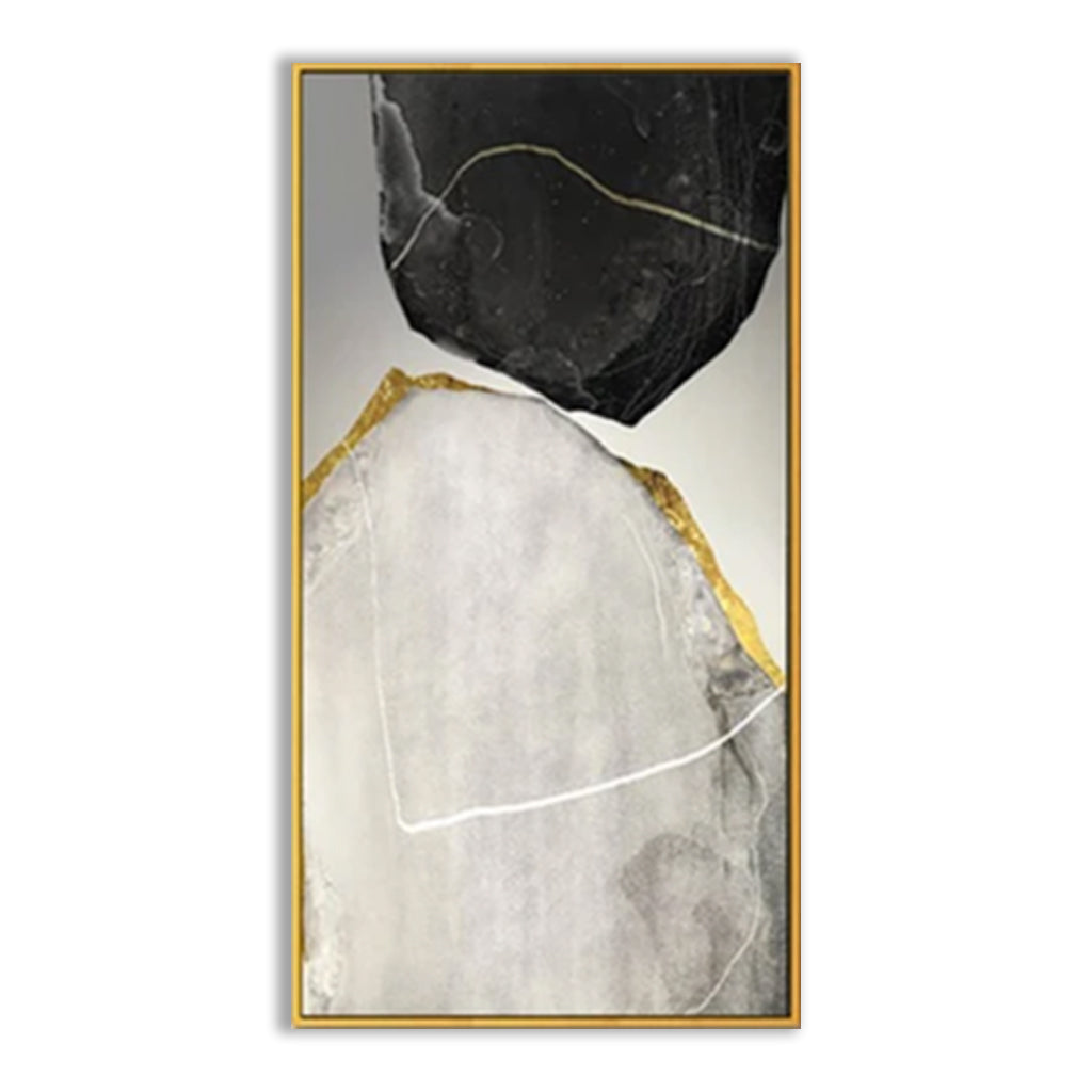 Classy-Abstract Geometric Painting with Gold Accents for Modern Homes