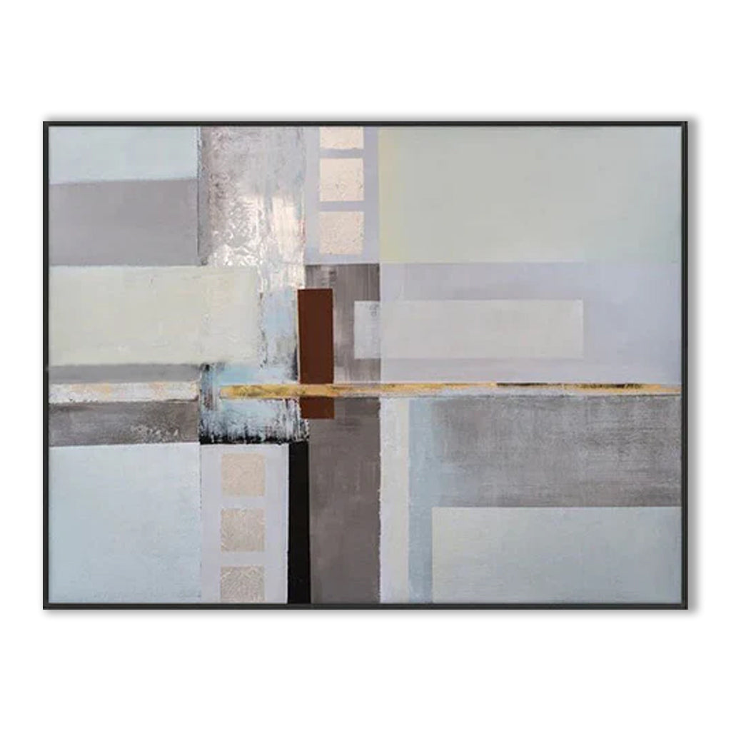 Conservatory-Abstract Geometric Wall Art - Neutral Tones with Gold Accent Modern Minimalist Decor