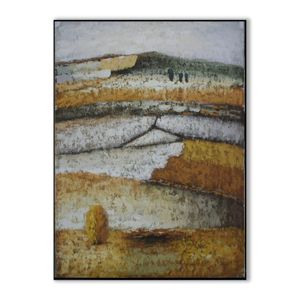 Country Life: Textured Earthy Tones Abstract Landscape Art - Modern Decor for Contemporary Homes