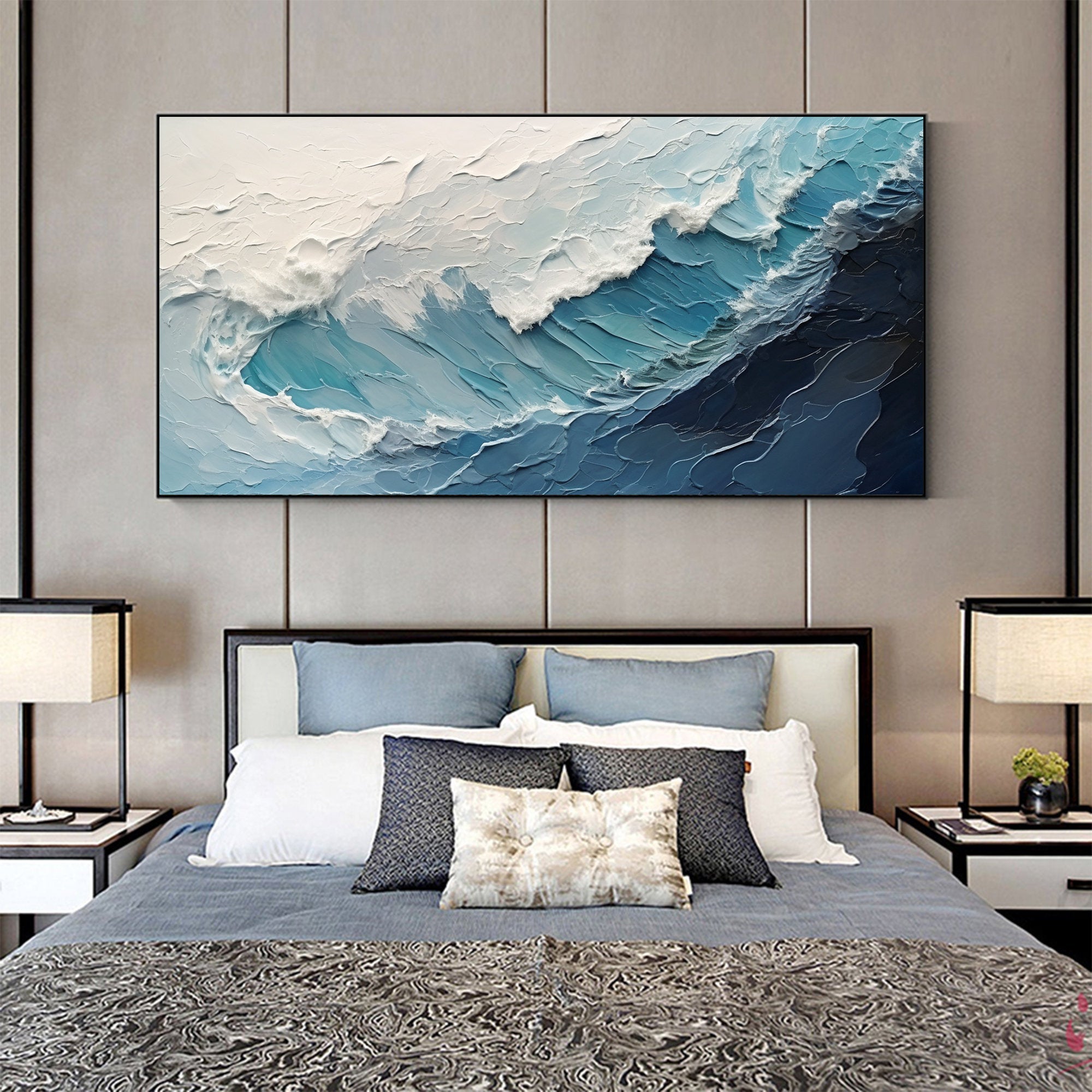 Ocean Symphony - Textured Wave Oil Painting