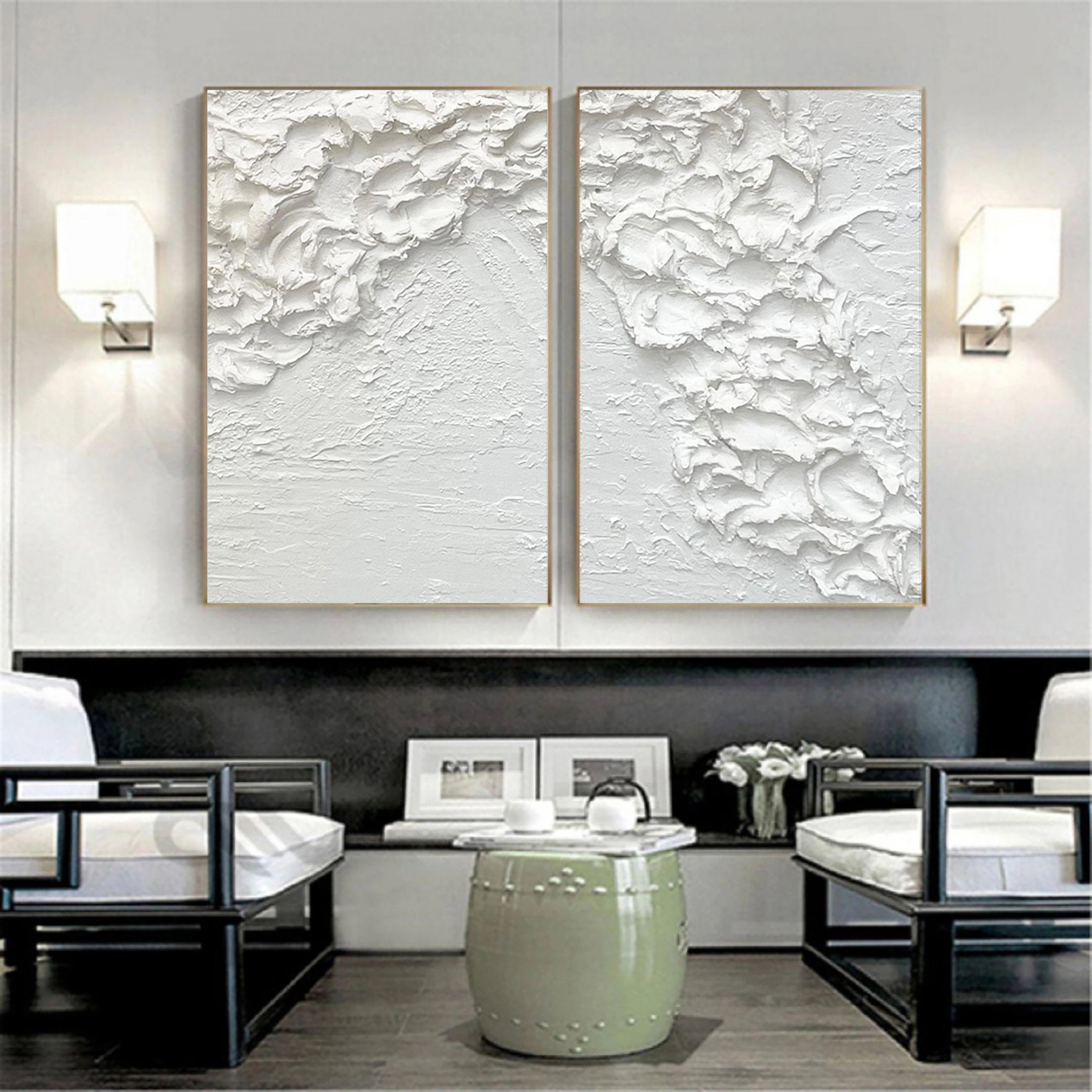 Textured White Serenity Diptych