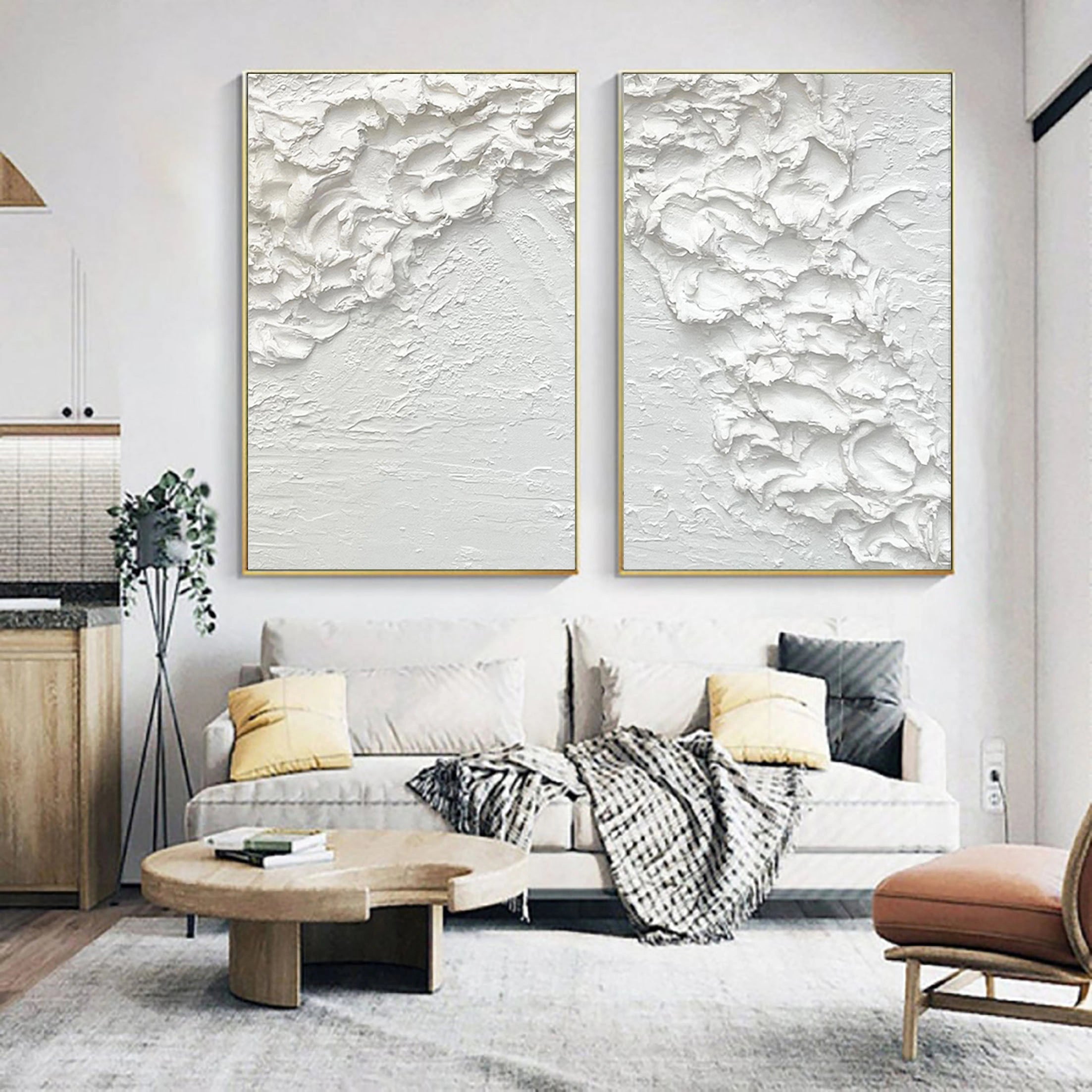 Textured White Serenity Diptych