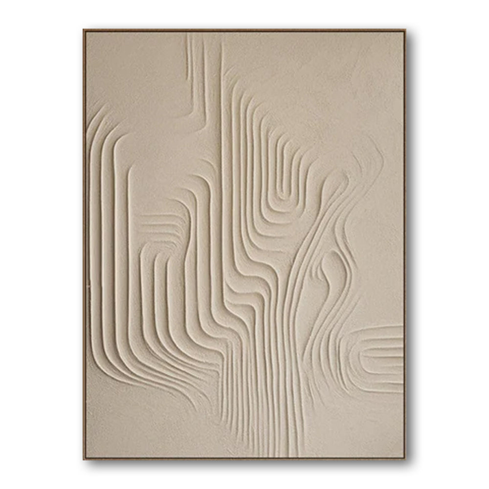 Wabi Sabi Beige Textured Abstract Oil Painting for Modern Decor