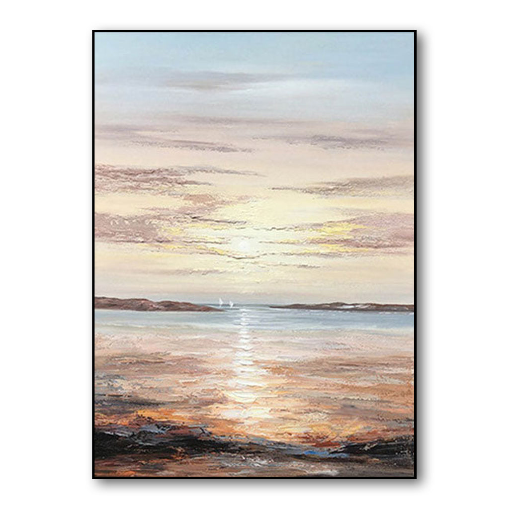 Sailor's Sunset- Original Vertical Textured Sunset Seascape Painting for Coastal Decor