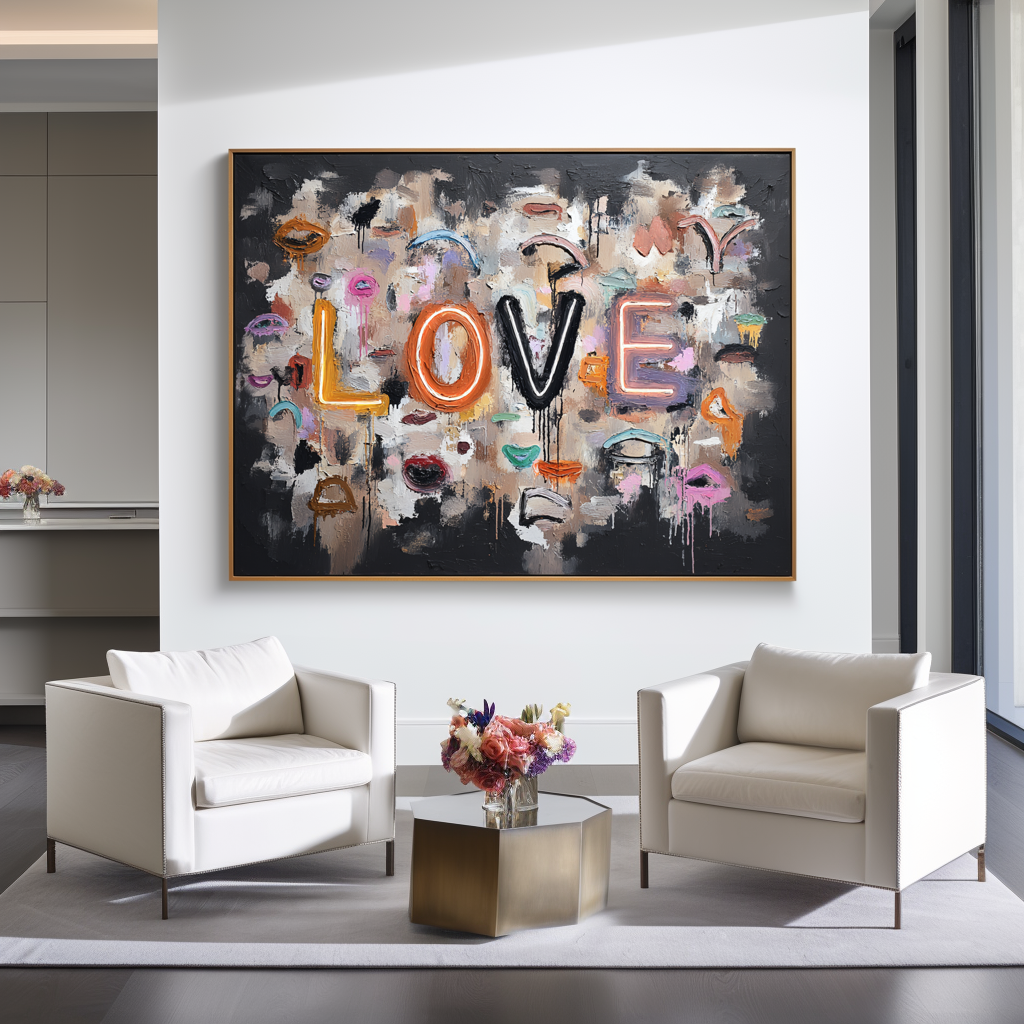 Fragmented Love – Hand-Painted Textured LOVE Wall Art for Modern Home Decor