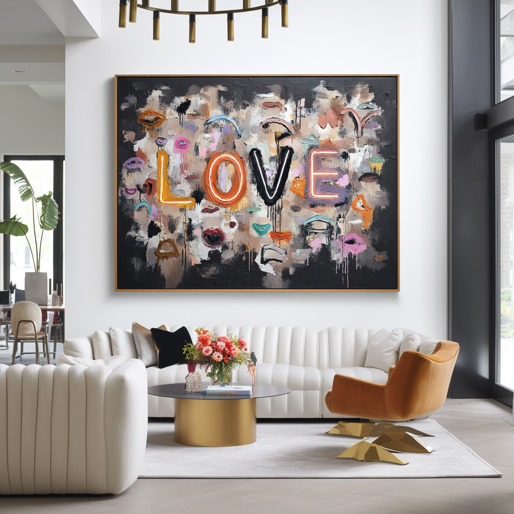 Fragmented Love – Hand-Painted Textured LOVE Wall Art for Modern Home Decor