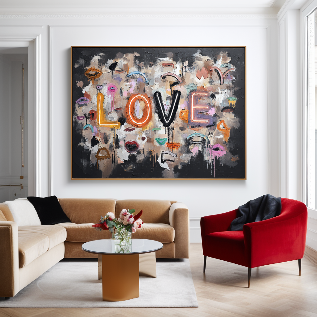 Fragmented Love – Hand-Painted Textured LOVE Wall Art for Modern Home Decor