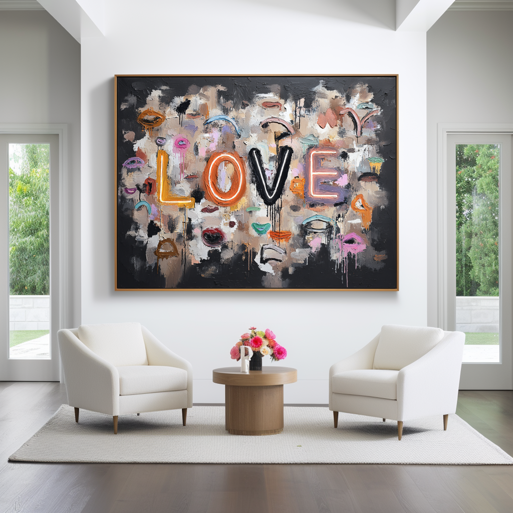 Fragmented Love – Hand-Painted Textured LOVE Wall Art for Modern Home Decor