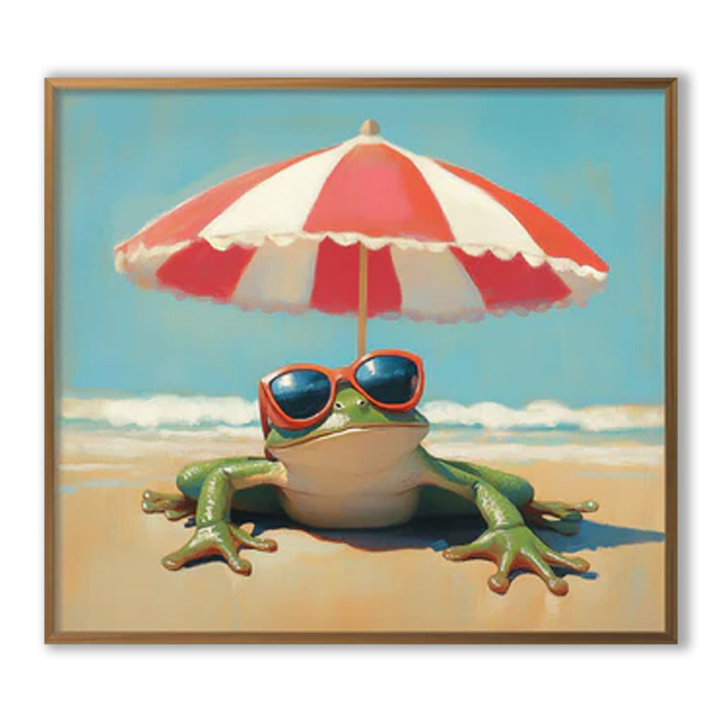 Chill Frog: Whimsical Beach Art