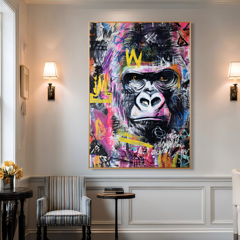 Crowned Instinct - Contemporary Gorilla Portrait Oil Painting