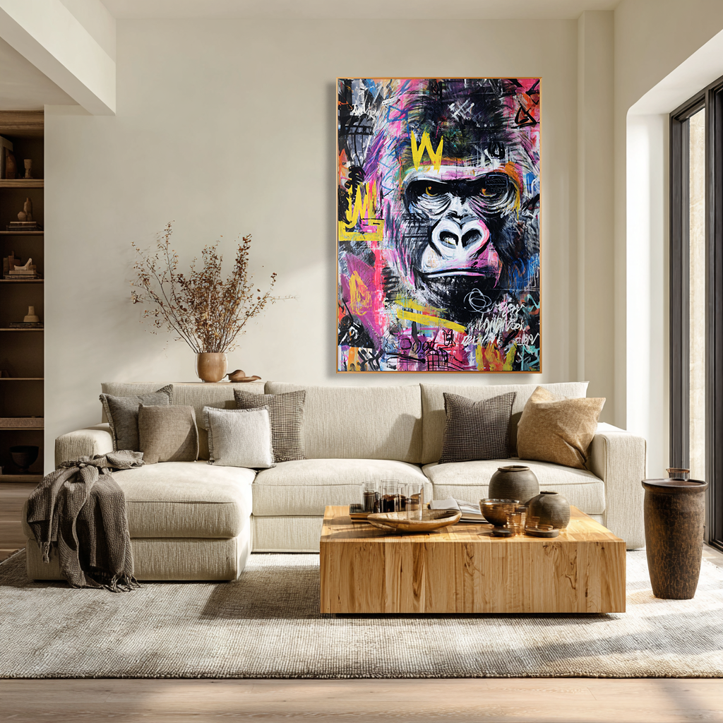 Crowned Instinct - Contemporary Gorilla Portrait Oil Painting