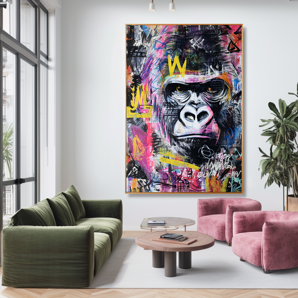 Crowned Instinct - Contemporary Gorilla Portrait Oil Painting