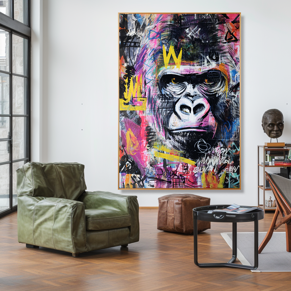 Crowned Instinct - Contemporary Gorilla Portrait Oil Painting