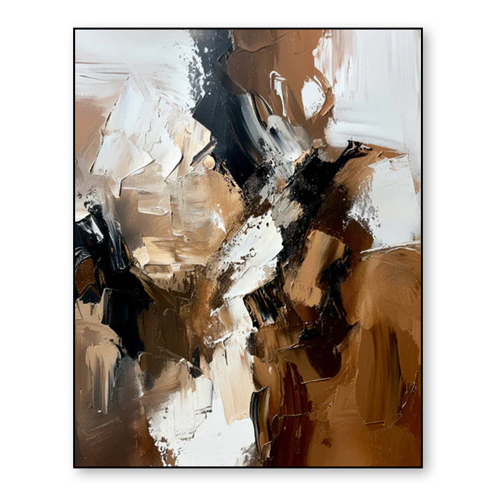 Impasto Style Brown Black White Abstract Wall Art - Stylish Accent for Contemporary Homes