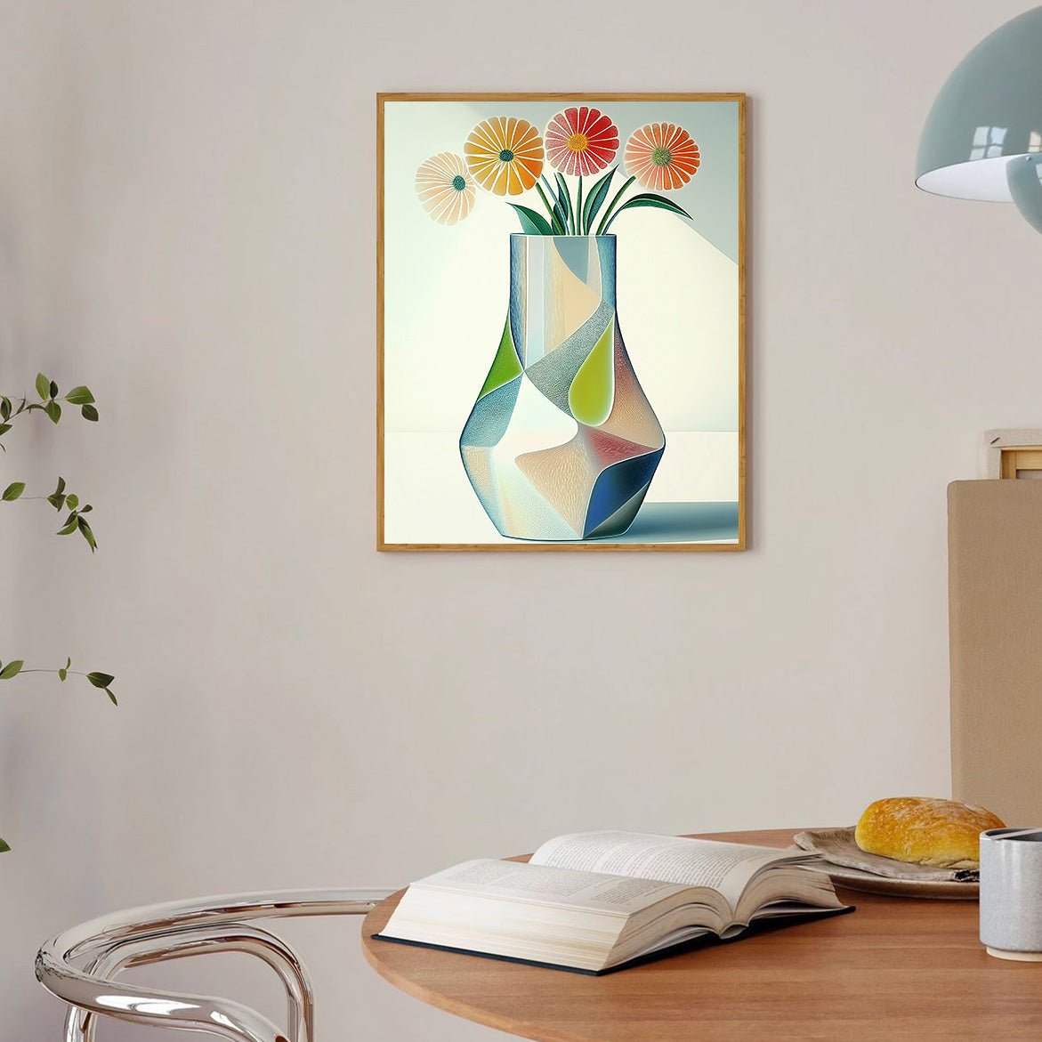 Floral Modulation - Geometric Flower Vase Painting Modern Minimalist Abstract Wall Art