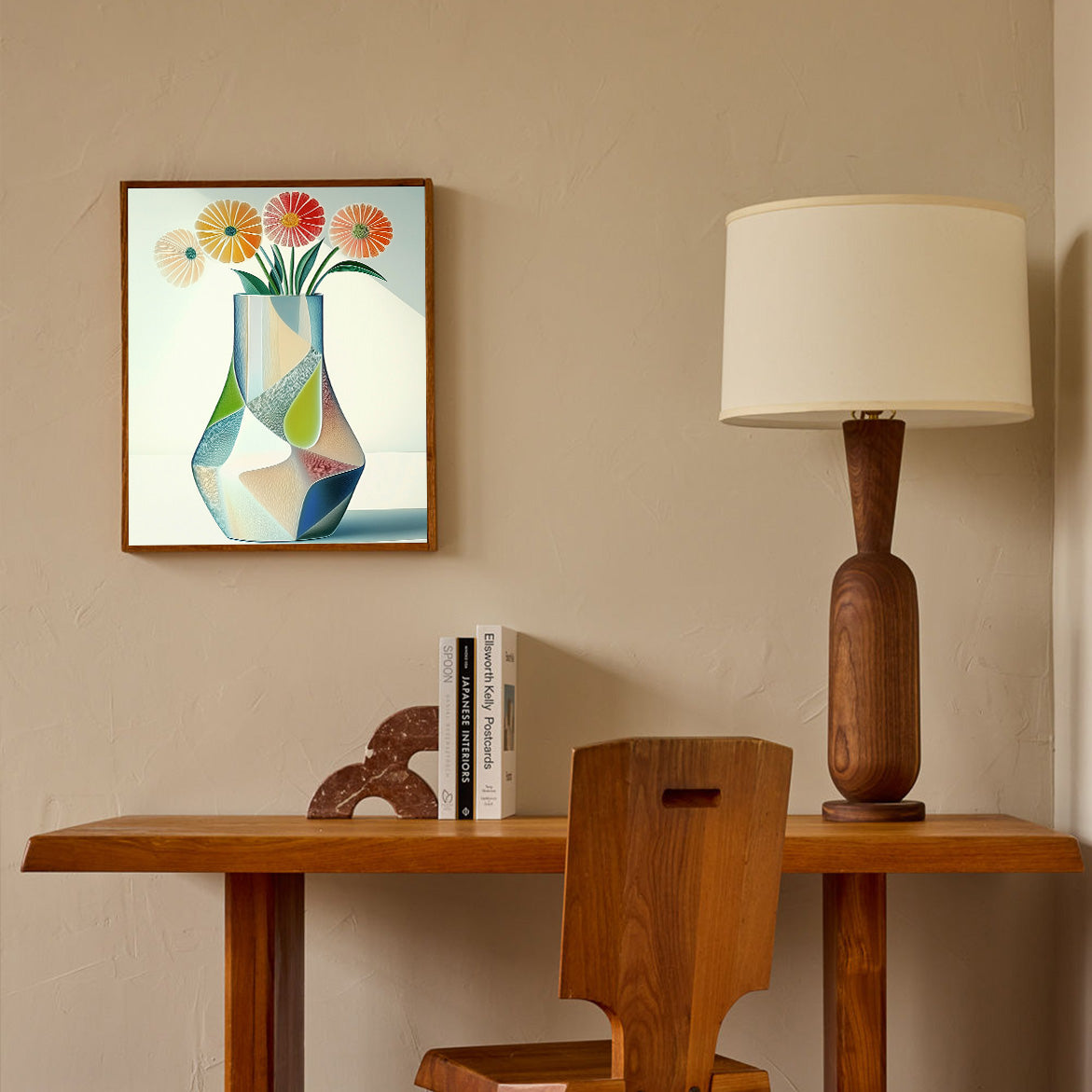 Floral Modulation - Geometric Flower Vase Painting Modern Minimalist Abstract Wall Art