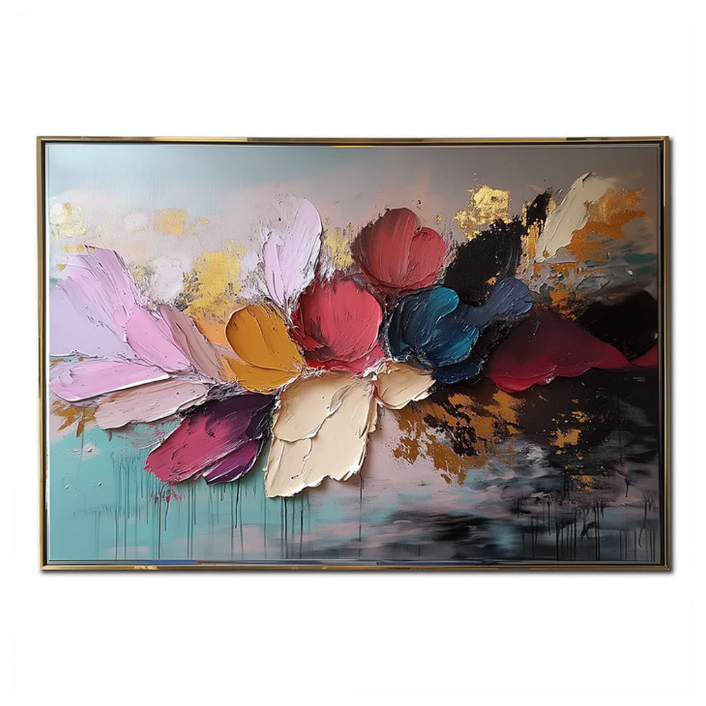 Floral Rhapsody-Original Textured Floral Abstract Oil Painting for Modern Home Decor