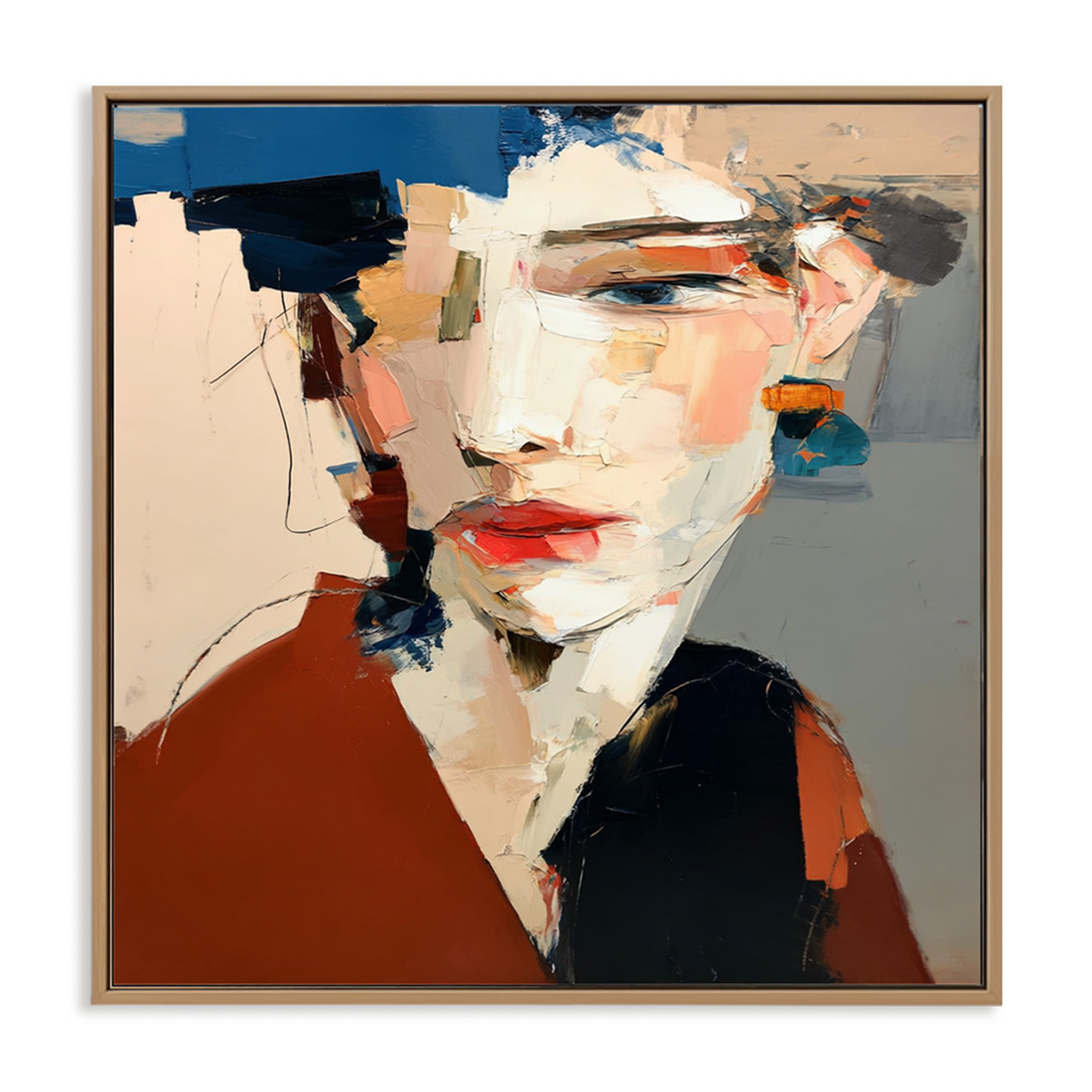 Textured Abstract Female Portrait Canvas Art – Hand-Painted Modern Oil ...