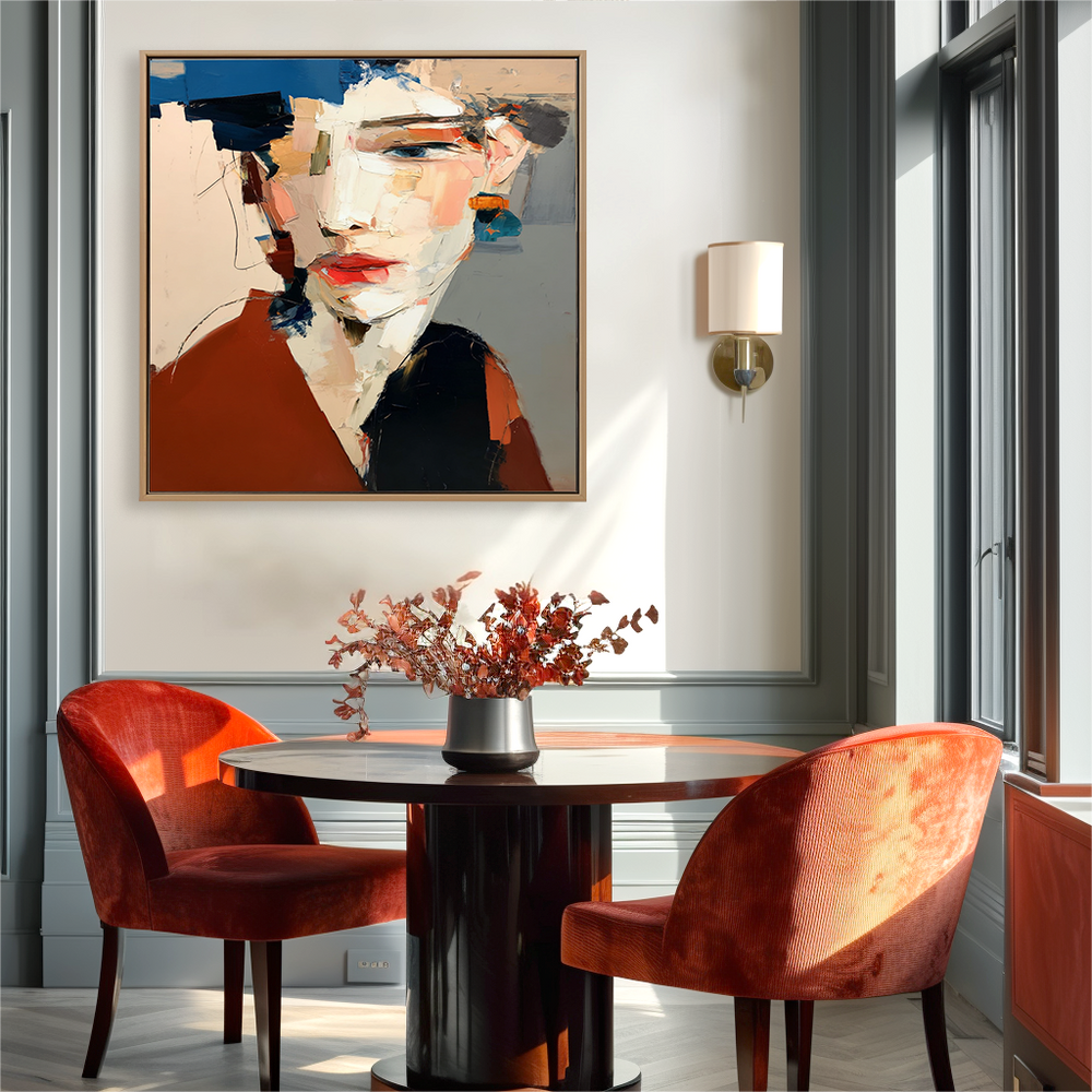 Textured Abstract Female Portrait Canvas Art – Hand-Painted Modern Oil ...