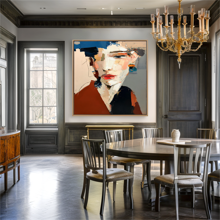 Textured Abstract Female Portrait Canvas Art – Hand-Painted Modern Oil ...