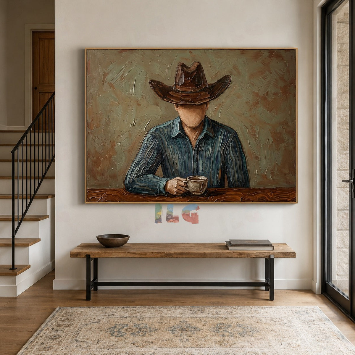 Frontier Coffee Hour – Modern Cowboy Portrait Wall Art