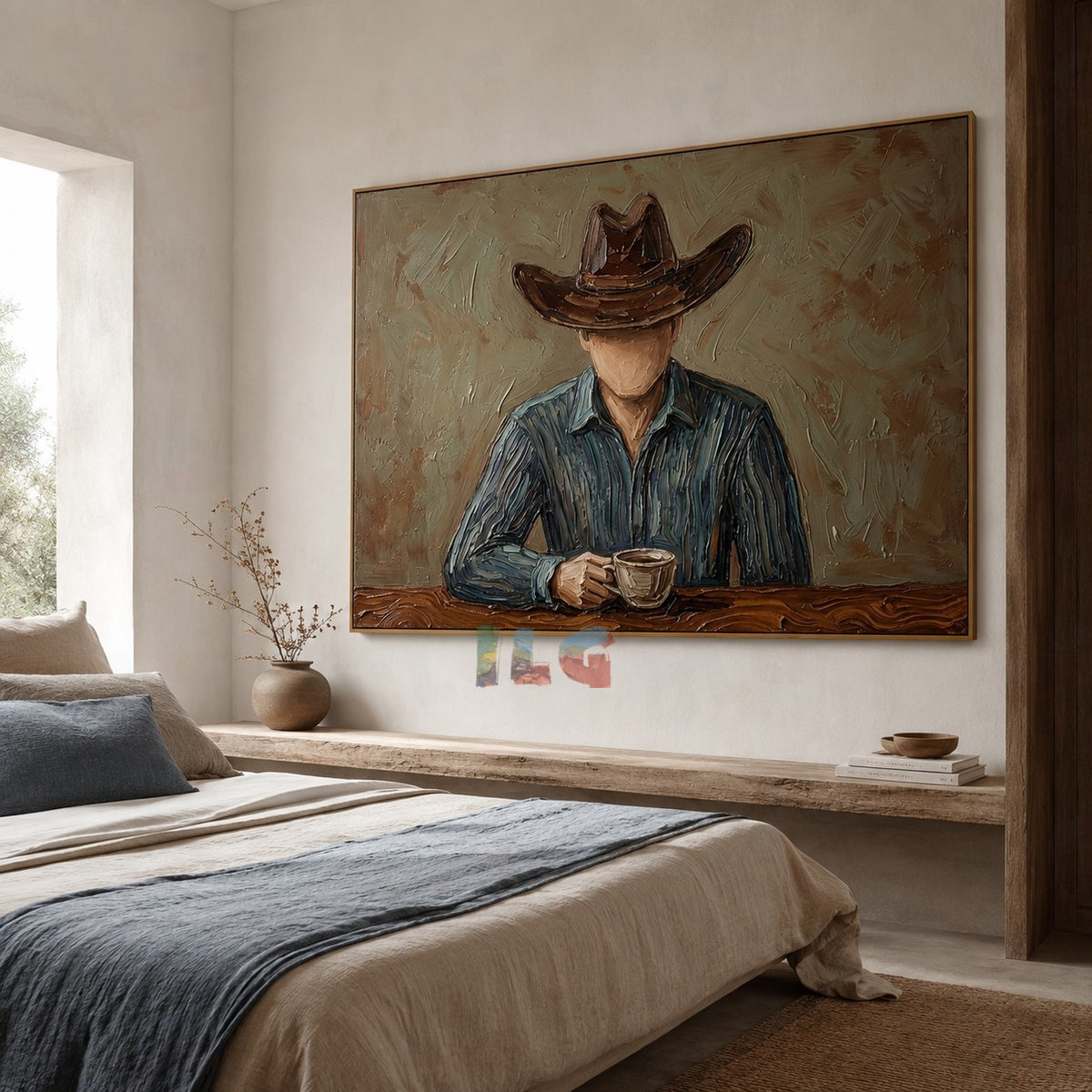 Frontier Coffee Hour – Modern Cowboy Portrait Wall Art