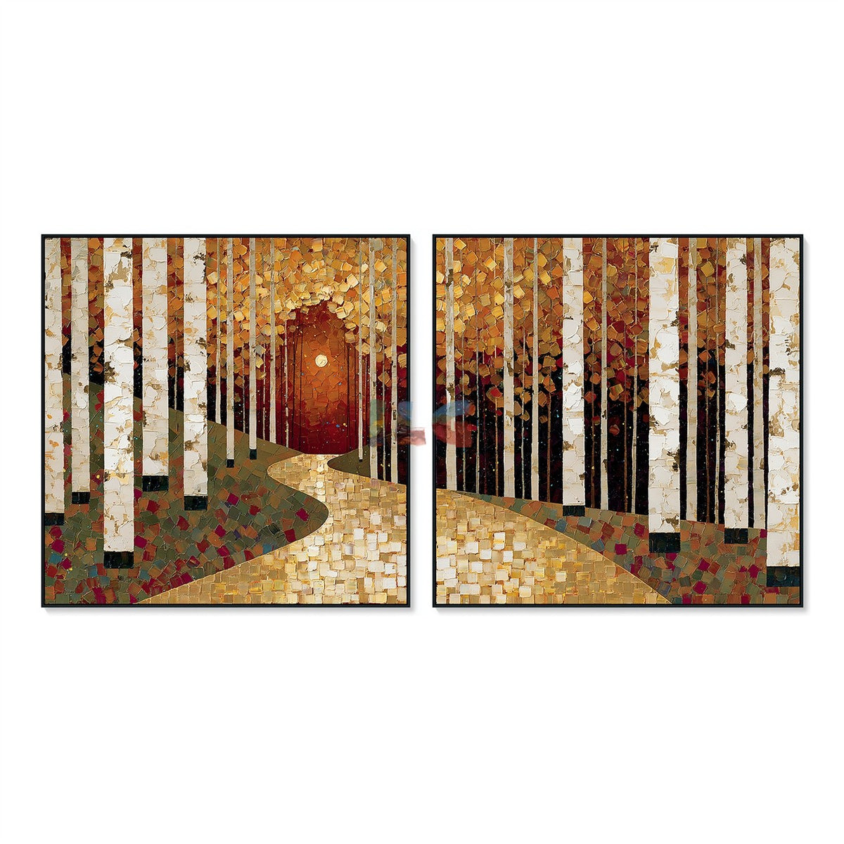 Golden Birch Passage Set – Landscape Wall Art